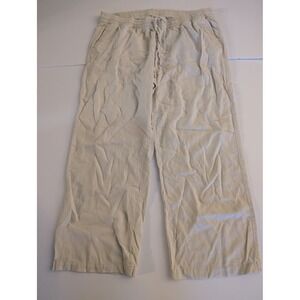 Old Navy Men XL Beige 100% Linen Pleated Trousers Straight Leg Pants Breathable